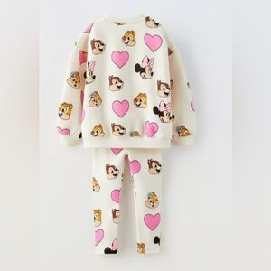 Zara Disney Cream Sweatshirt with Pink and Black Characters